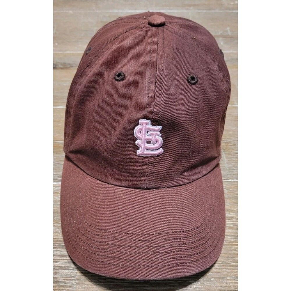 Vtg St. Louis Cardinals Hat Cap Strapback Womens Brown MLB Baseball Pink Sm Logo
